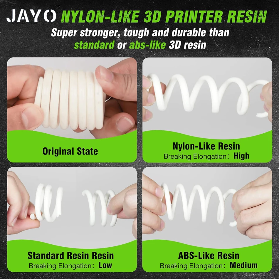 SUNLU/JAY0 Nylon Like 1kg 395-405nm UV Light Curing 3D Printing Liquid Photopolymer Resin for 2K 4K 6K 8K LCD/DLP/SLA 3D Printer