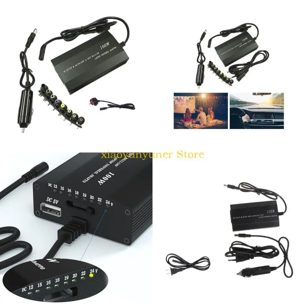 P9JB Universal Laptops Car Supply Adapters 12~24V Adjustables Voltages