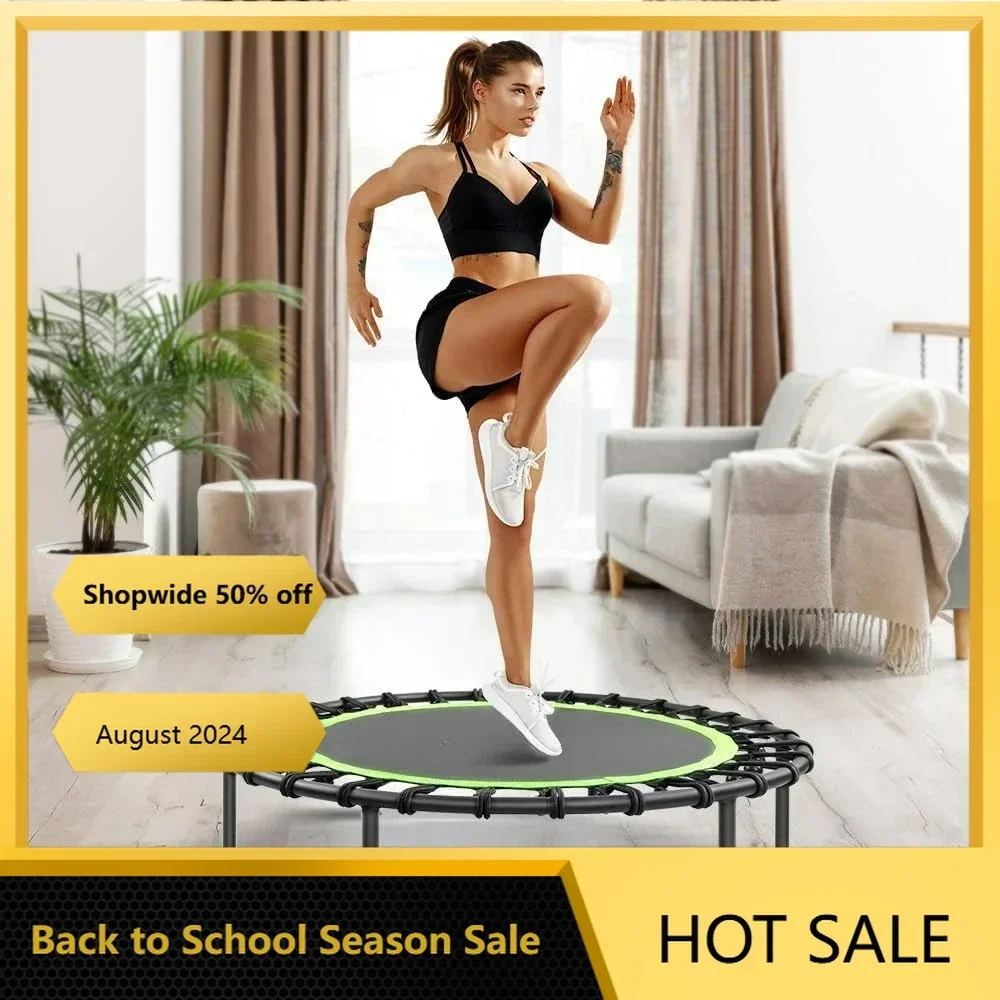 

42"/45" Rebounder Trampoline for Adults, Silent Mini Trampoline Indoor Exercise Fitness Trampoline Bungee Rebounder.