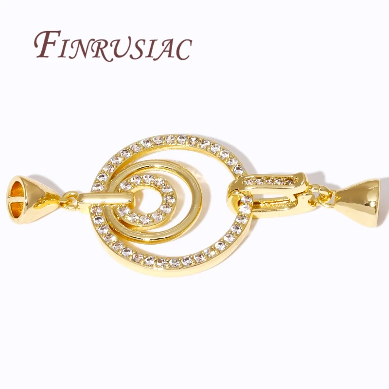 18K Real Gold Plated Brass with Zircon Connector Clasps,Jewelry Connector For Bracelets DIY Beading Accessories,Fasteners Clasp