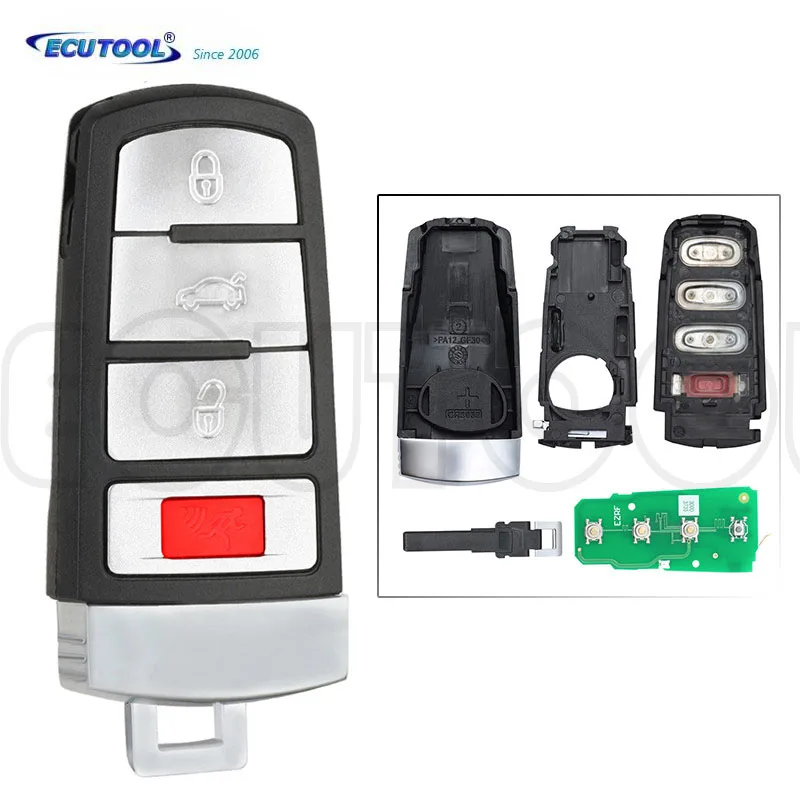 

ECUTOOL 315MHz ID48 Chip 3+1/4 Buttons Smart Remote Key Fob FCC: NBG009066T HLO 3C0 959 752 For VW Passat CC 2006-2015