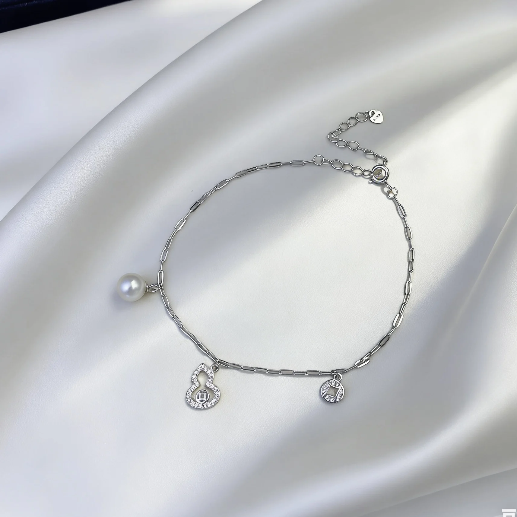 MeiBaPJ 100% Real 925 Sterling Silver Natural Freshwater Pearl Calabash Bracelet for Women Fashion Charm Wedding Jewelry