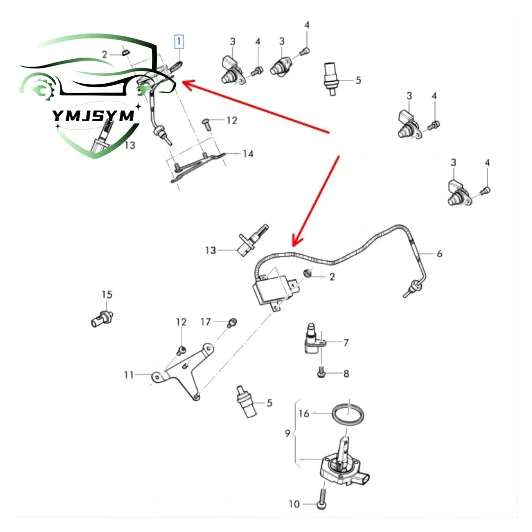 Waste Temperature Sensor 07V919529H Suitable for Bentley Bentley Mulsanne V12 6.8T EGT OE: 07V919529H Factory Direct Sale