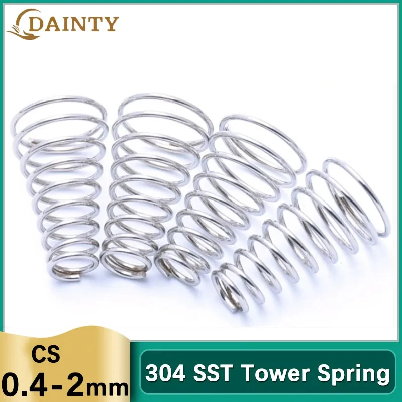 

304 Stainless Steel Tower Springs Conical Cone Compression Spring Pressure Spring Wire Diameter 0.4mm 0.5mm 0.7mm 0.8mm 1-2mm