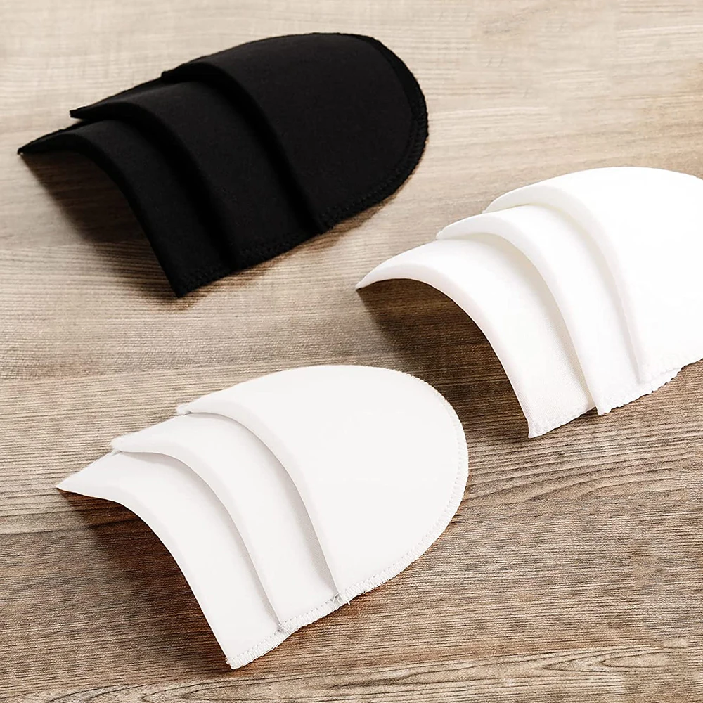 4 Pairs Foam Shoulder Pads Set Polyester Pad for Women Men Teens Sewing Accessories Clothes Set-in Shoulder Pads White and Black