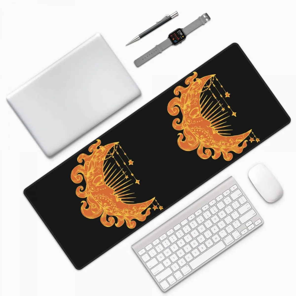 Witchy Mystic Moon Face Stars Sun Large Mouse Pad Computer Keyboard Mouse Mat Gamer PC Laptop Desk Mat Table Mats