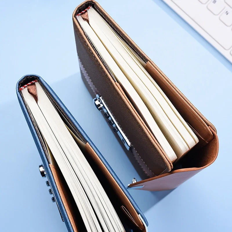 A5 Retro Password Notebook Inner 200 Pages with Lock Secret Diary Book Journal Student Handbook Notepad Stationery School Supply