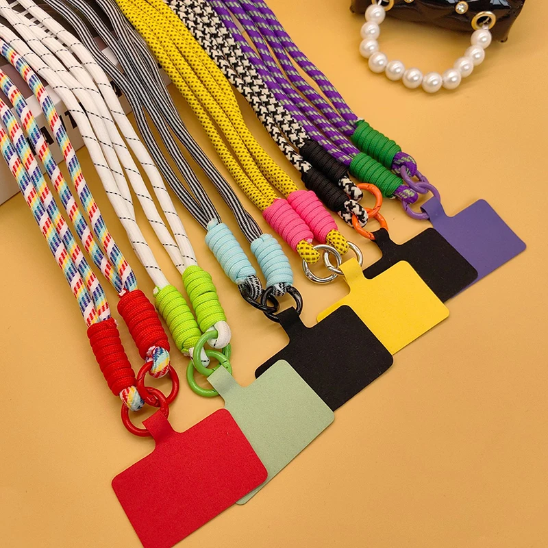 Colourful Braided Mobile Phone Lanyard Adjustable Detachable Phone Case Crossbody Rope Universal Anti-lost Phone Strap