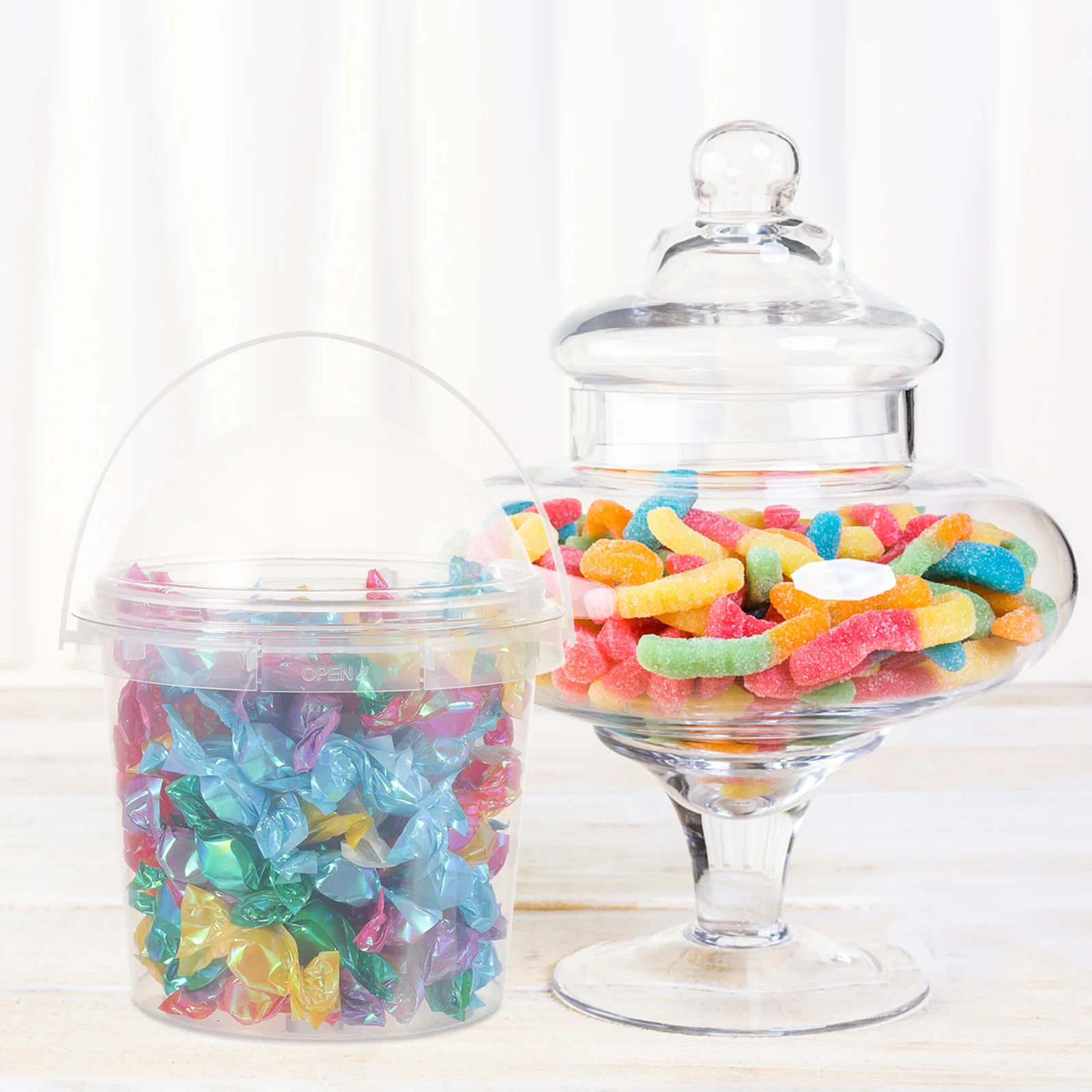 

5Pcs Clear Plastic Food Buckets Small Lid Bucket Popcorn Ice Cream Storage Container Snack Party Milk Tea Food Safe