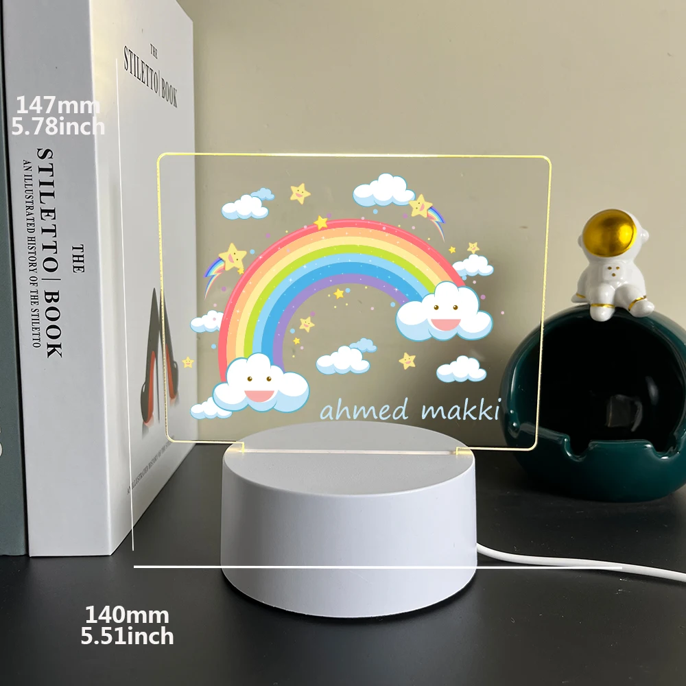 Warm Home Custom Lamp Plaque rainbow Acrylic 3D Night Light Personalized Customized Pattern Anniversary Gift, Birthday Gift