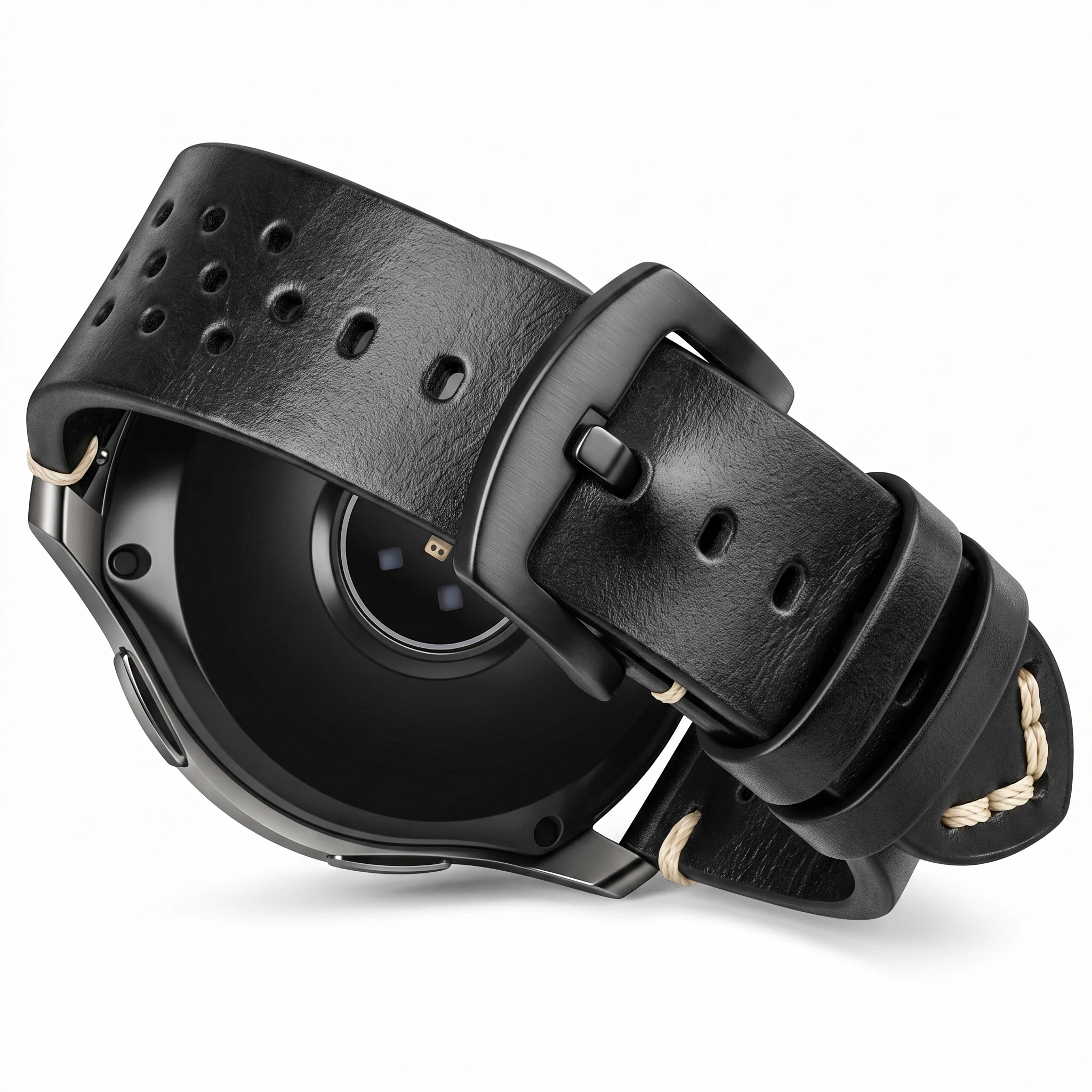 Atmungsaktives Echtleder-Uhrenarmband mit Schnellverschluss, 18–24 mm, Rindslederband, erhältlich in Schwarz, Grün, Braun, Gelb, Unisex-Uhrenarmbänder – Detail 9