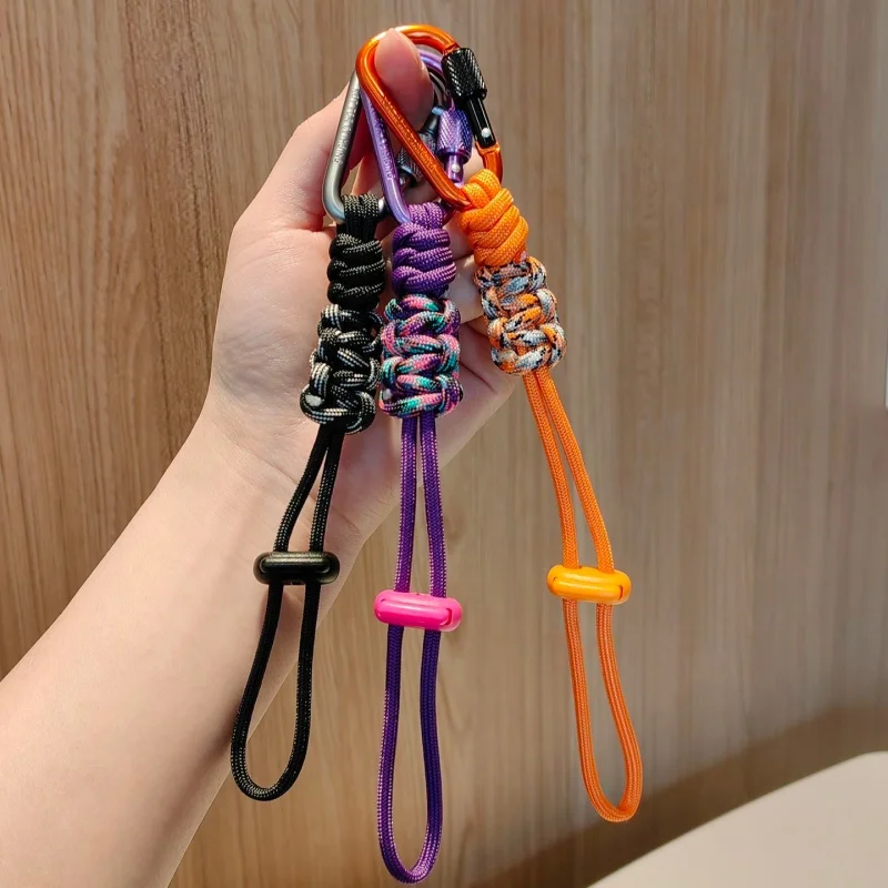 D-Shaped Carabiner Clip with Lanyard for Hanging Water Bottle, Key, Backpacks and More Outdoor Paracord Keychain