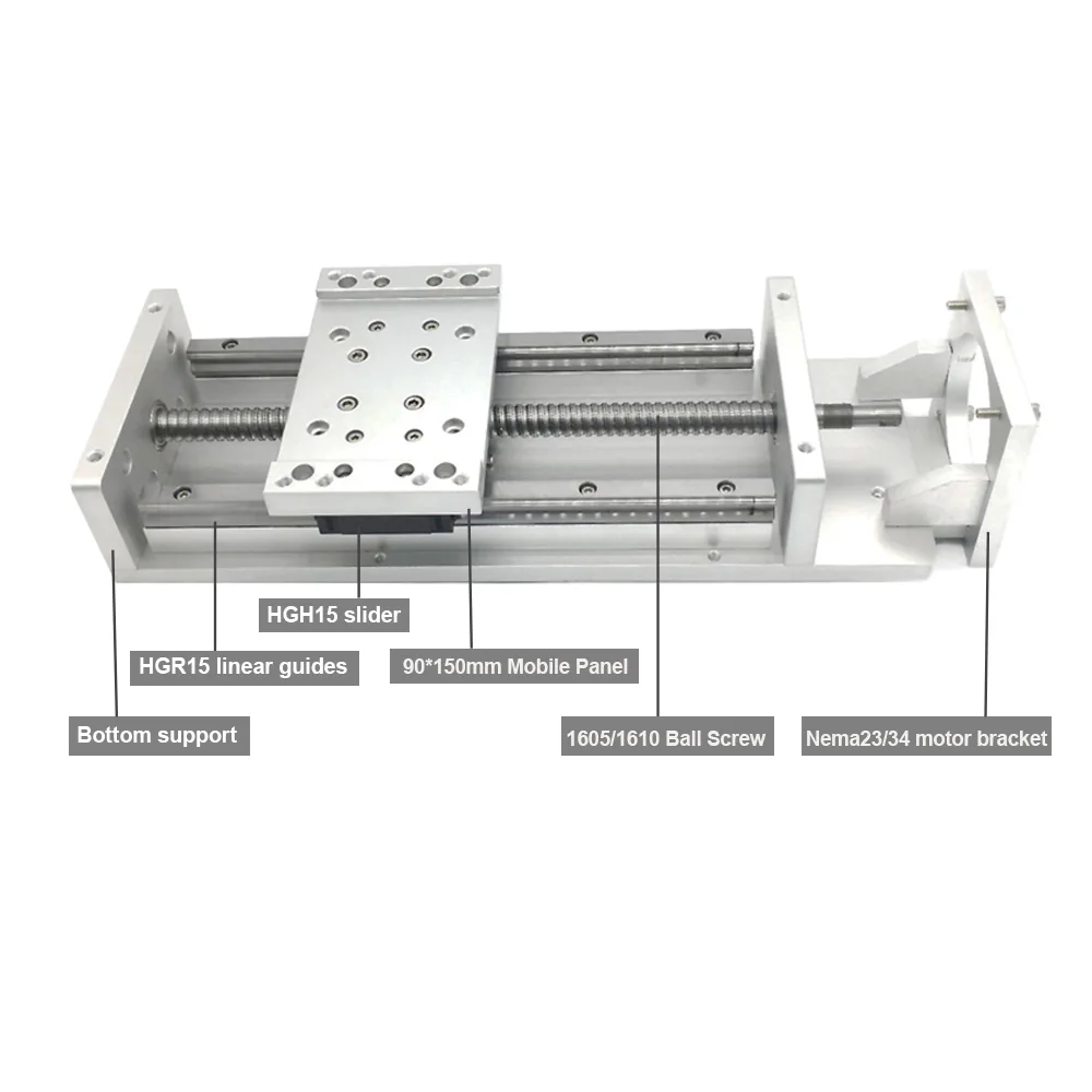 Glissière de table marketélectrique croisée avec axe XYZ, scène linéaire, vis à billes SFU1605, plate-forme de guidage HG15, propositions CNC, course de 12 pouces, 100 ~ 400mm