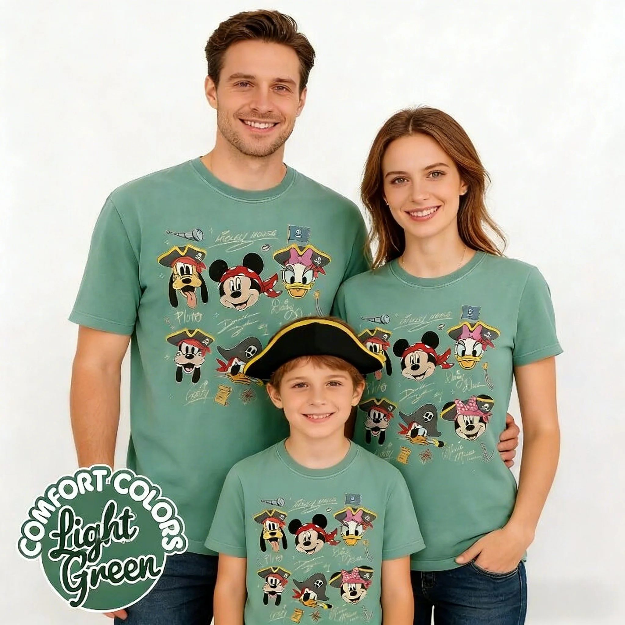 

Летние футболки Disney Pirate Mickey & Friends 2026 года, высококачественные, оверсайз, из хлопка, с винтажным принтом, повседневные, унисекс, для взрослых и детей