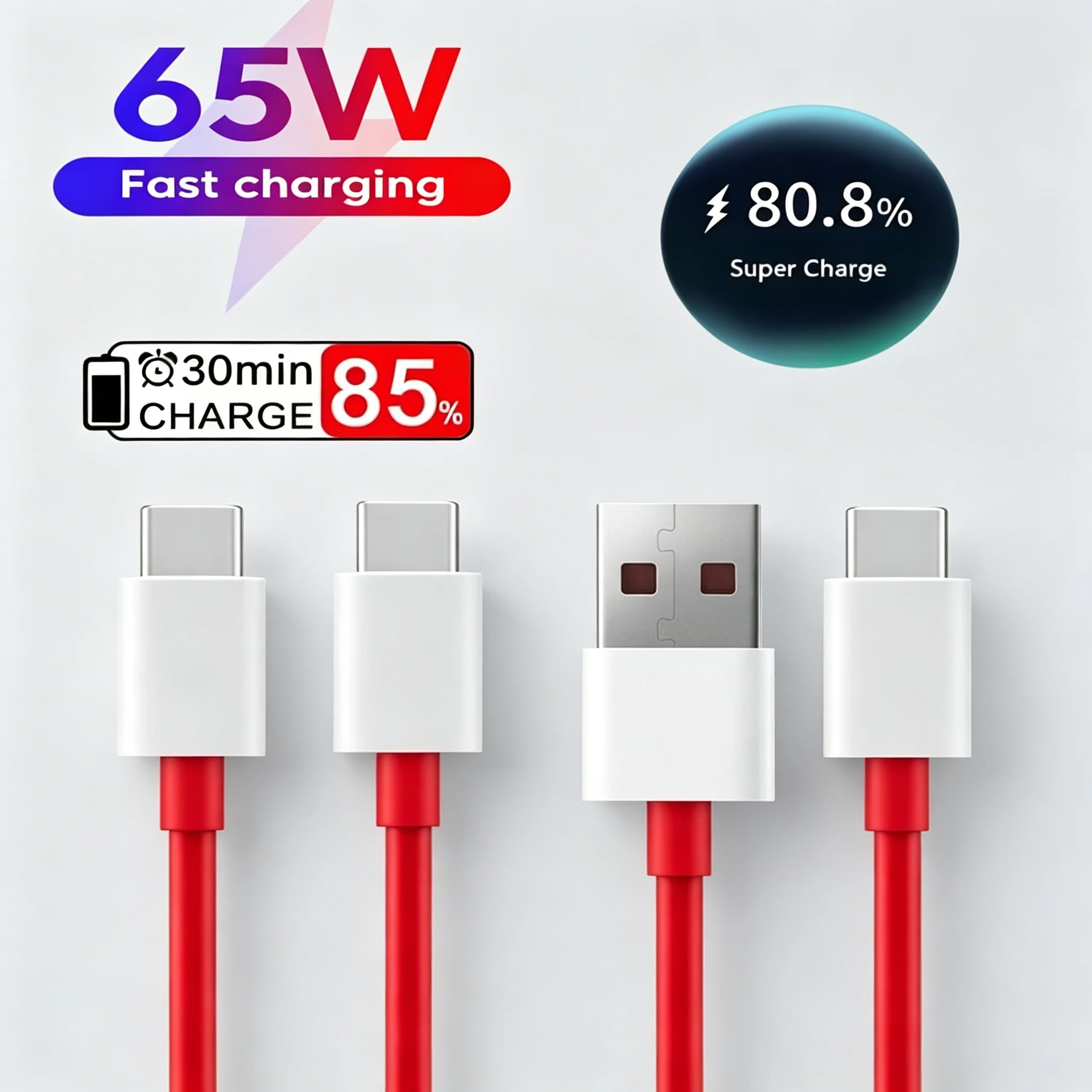 TPE 65W PD 3.0 USB to Type C Fast Charging Cable High Speed Data Cord Durable Anti Break Wire For iPhone OnePlus Xiaomi Samsung