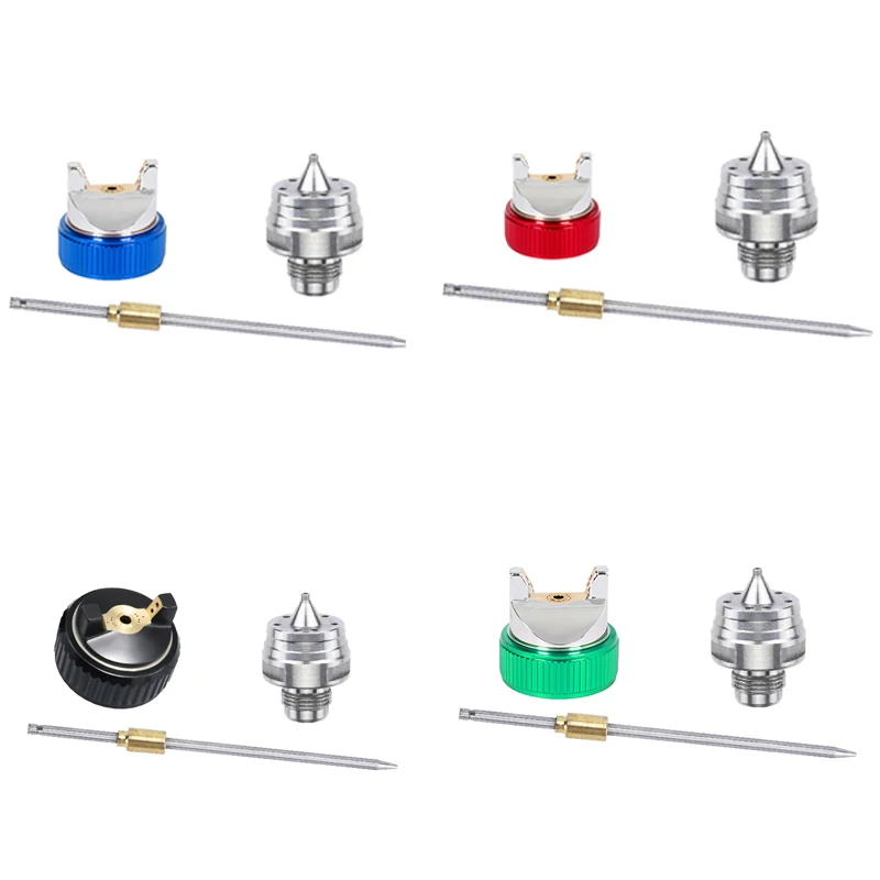 Needle Fluid Nozzle Kit For Hvlp Spray Gun H-2008, 1.4/1.7/2.0mm Nozzles, Pneumatic Tool Accessories, Red, Green, Blue.