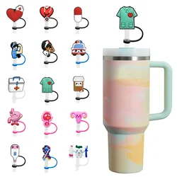 1 Uds. Tapas de cubiertas de paja de la serie médica de silicona, adornos de paja para ambulancias de enfermeras de 10mm, regalo de punta antibloqueo y a prueba de polvo