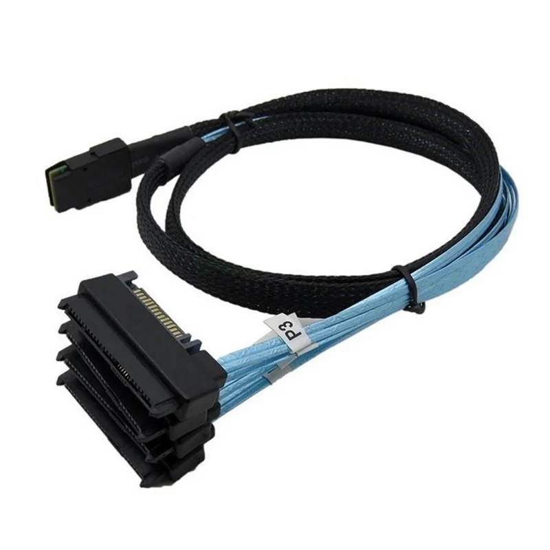 Internal 36 Pin Mini SAS SFF-8087 Host to 4 SFF-8482 Target SAS Hard Disk Drive and SATA Power Cable 100cm 1m 3ft