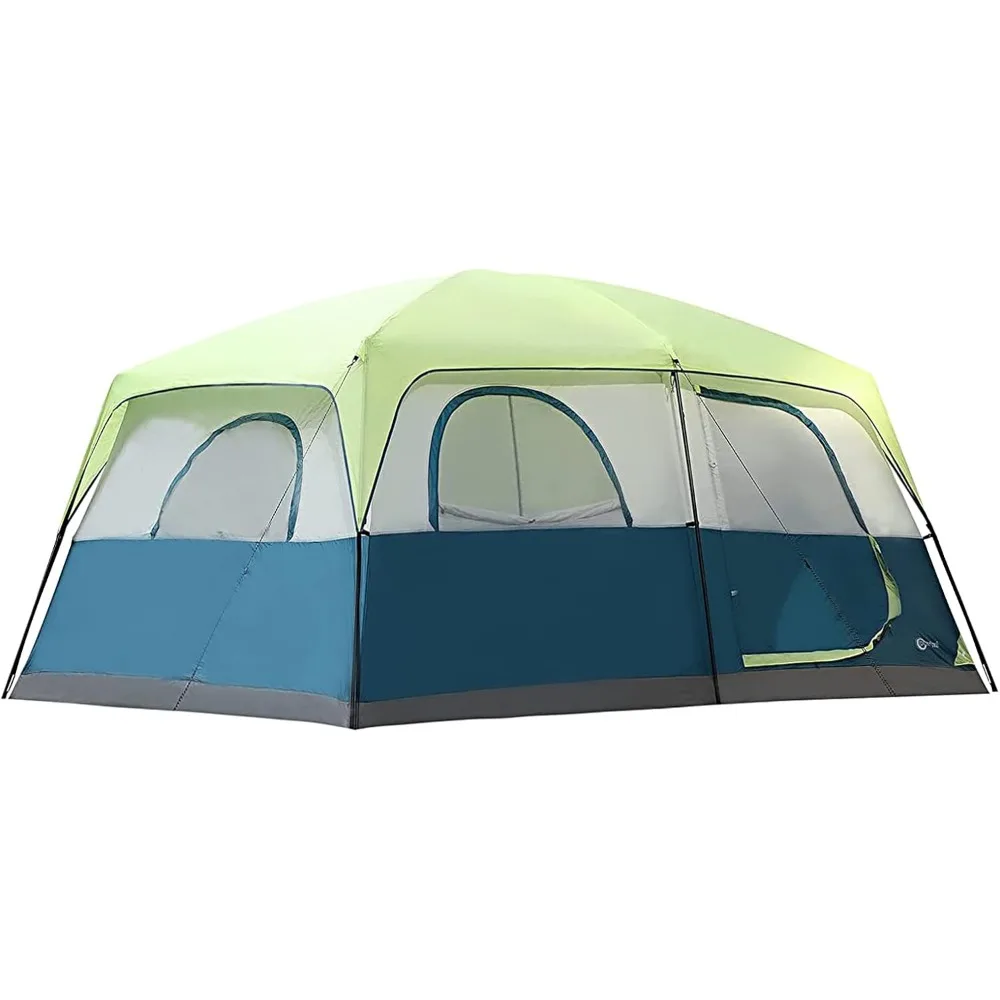 

10 Person Cabin Tent,Family Camping Tent Easy Setup, Windproof/2-Room/Large Mesh Windows Tents with Carry Bag