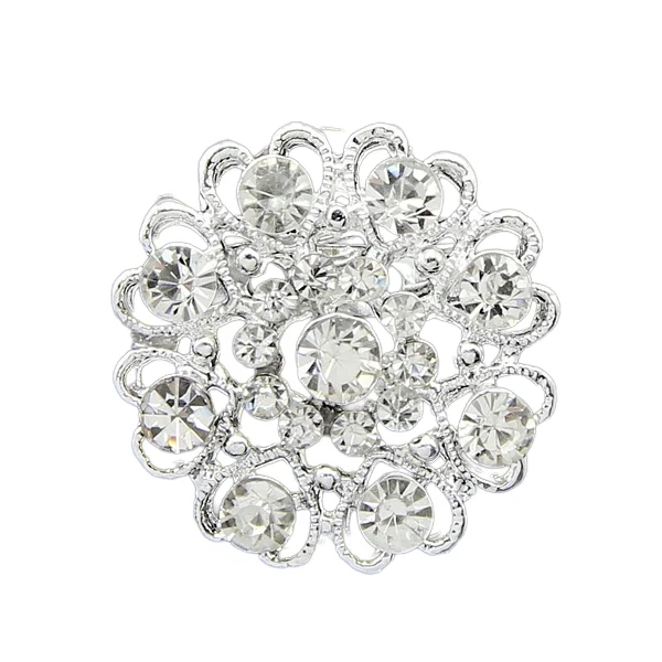 New hot! rhinestone crystal brooch cut-out collar pin silver-plated flower jewelry gifts