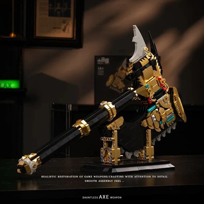 EM ESTOQUE MOC Criatividade Machado de Batalha Blocos de Montar Modelo Serra Elétrica Espada Brinquedos de Montagem para Crianças Conjunto de Presente de Aniversário