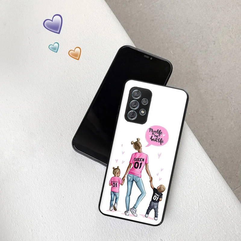 Ultra Thin Case For Samsung A32 A33 A53 A73 A22 A52 A13 A23 A72 A42 S9 A71 A51 A31 A41 A21 11 A12 Black Brown Hair Baby Mom Girl