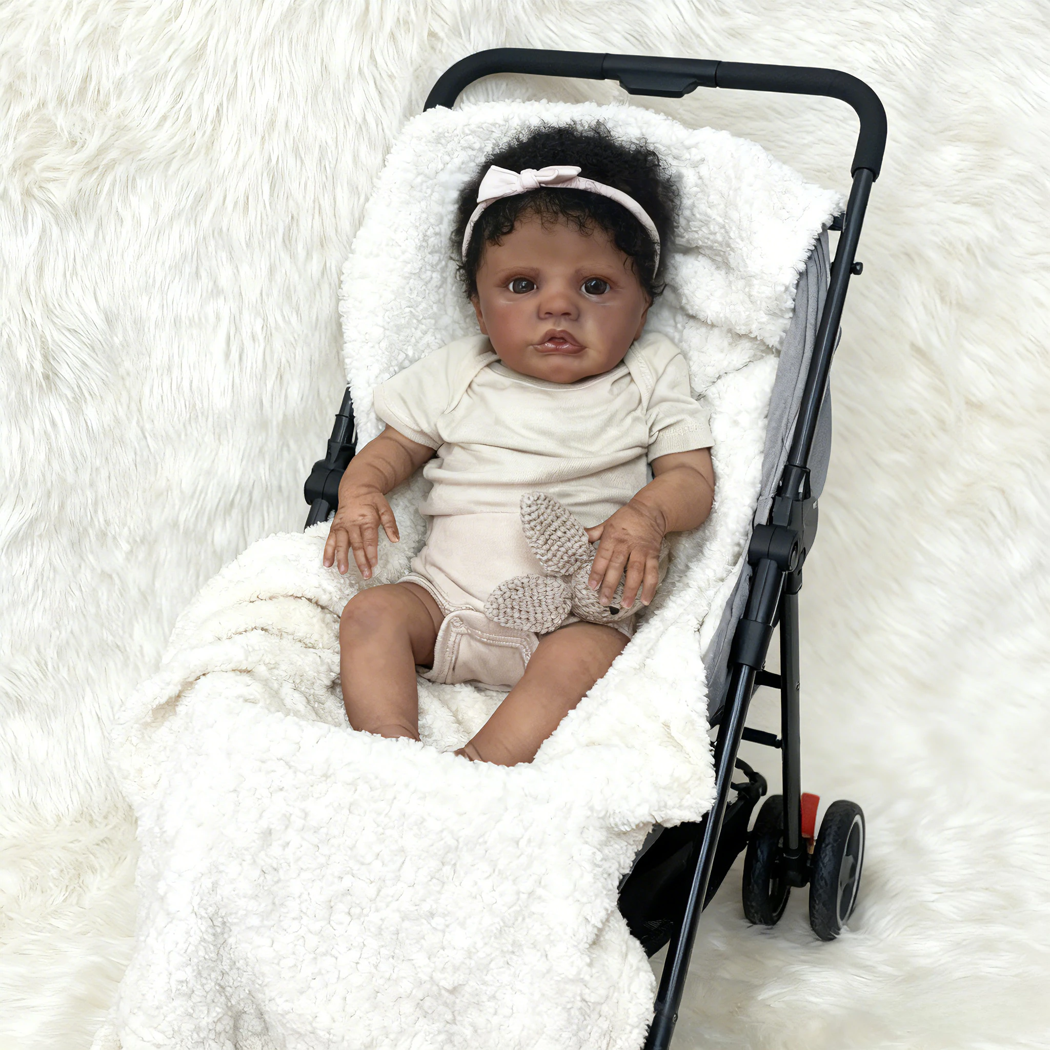 

NPK 18''Hand Painting Dark Skin Reborn Primrose Awake Lifelike Soft Touch Real Looking High Quality Gift for Baby