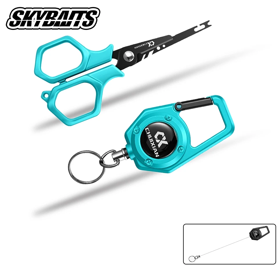 SKYBAITS Portable Titanium Plated Fishing Scissors Anti-rust Hanging Strings PE Line Fishing Line Stainless Steel Lure Scissors