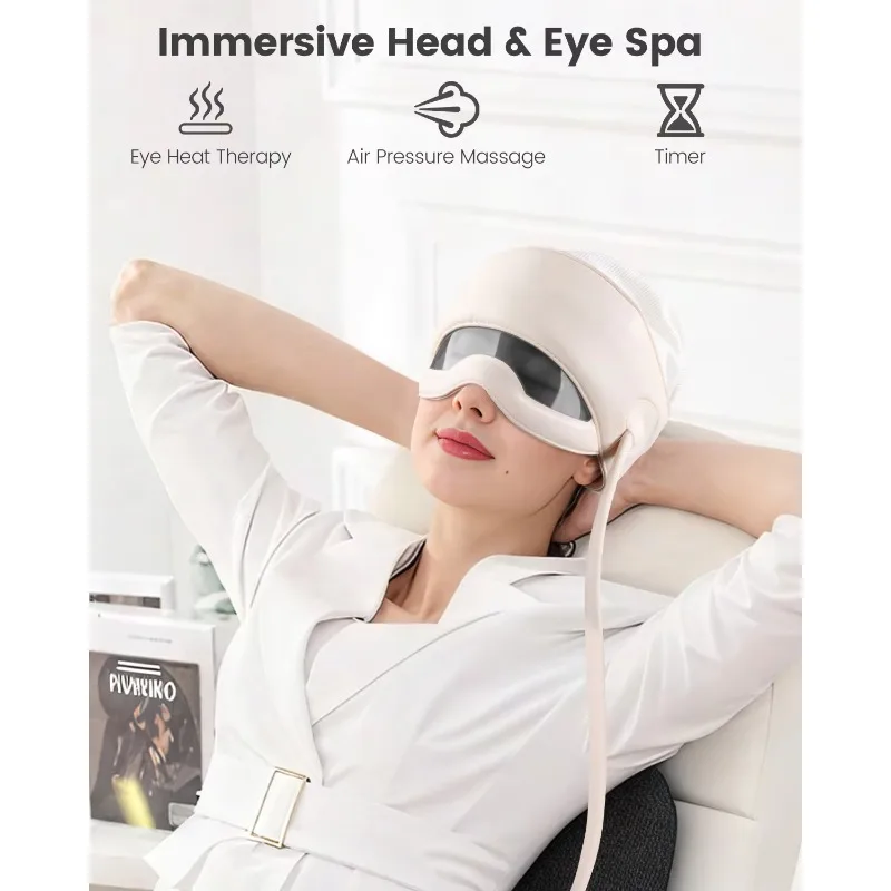 Smart Air Pressure Head Massager Electric Full Head Eye Therapy Relax Massage Device for Home Stress Relief