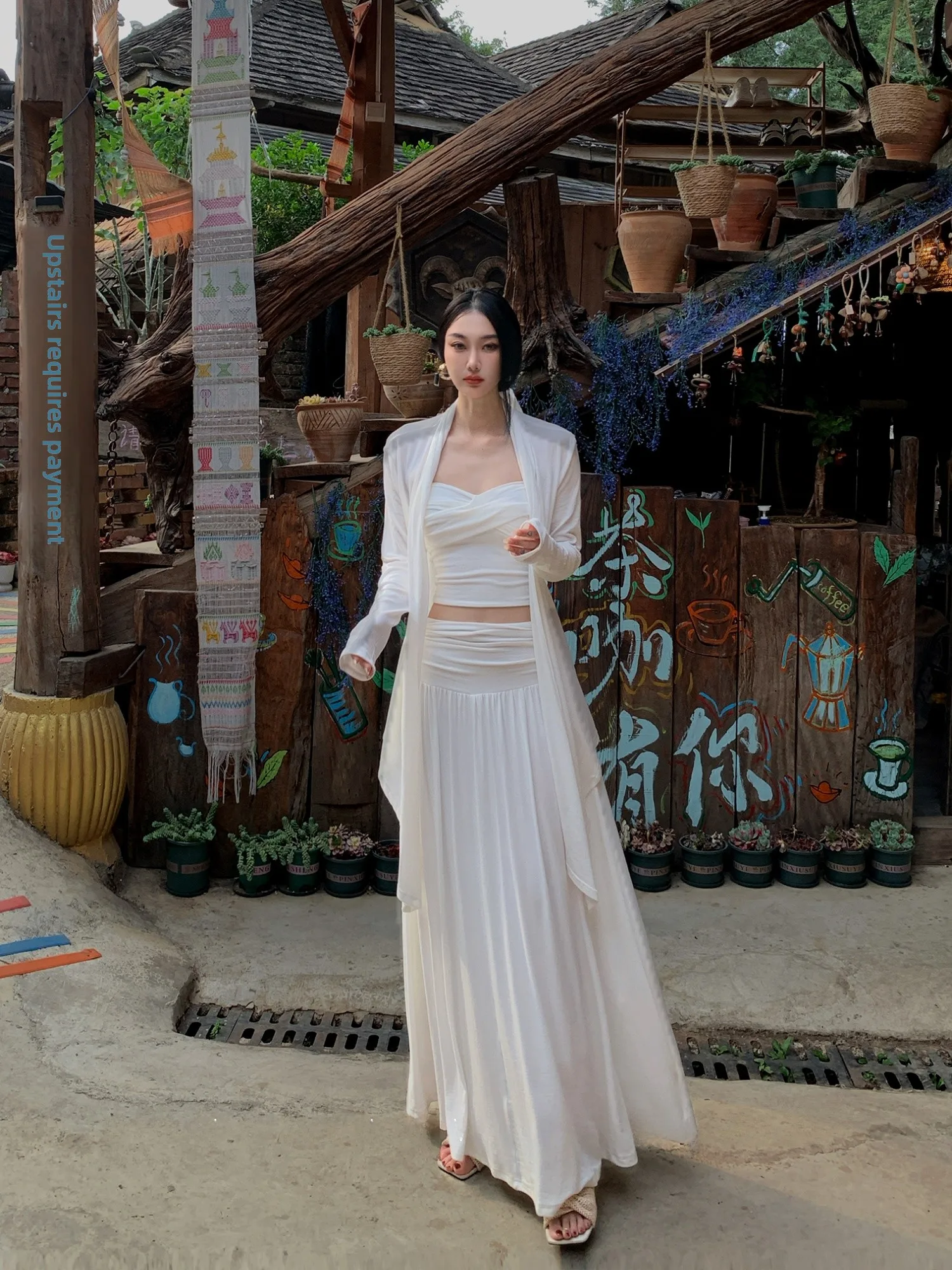 

Dongniwow13 Rylee Three-Piece Set Sleeveless Long Dress High Waist Slim Fit Cardigan Elegant Style Women's Fashion Ensemble