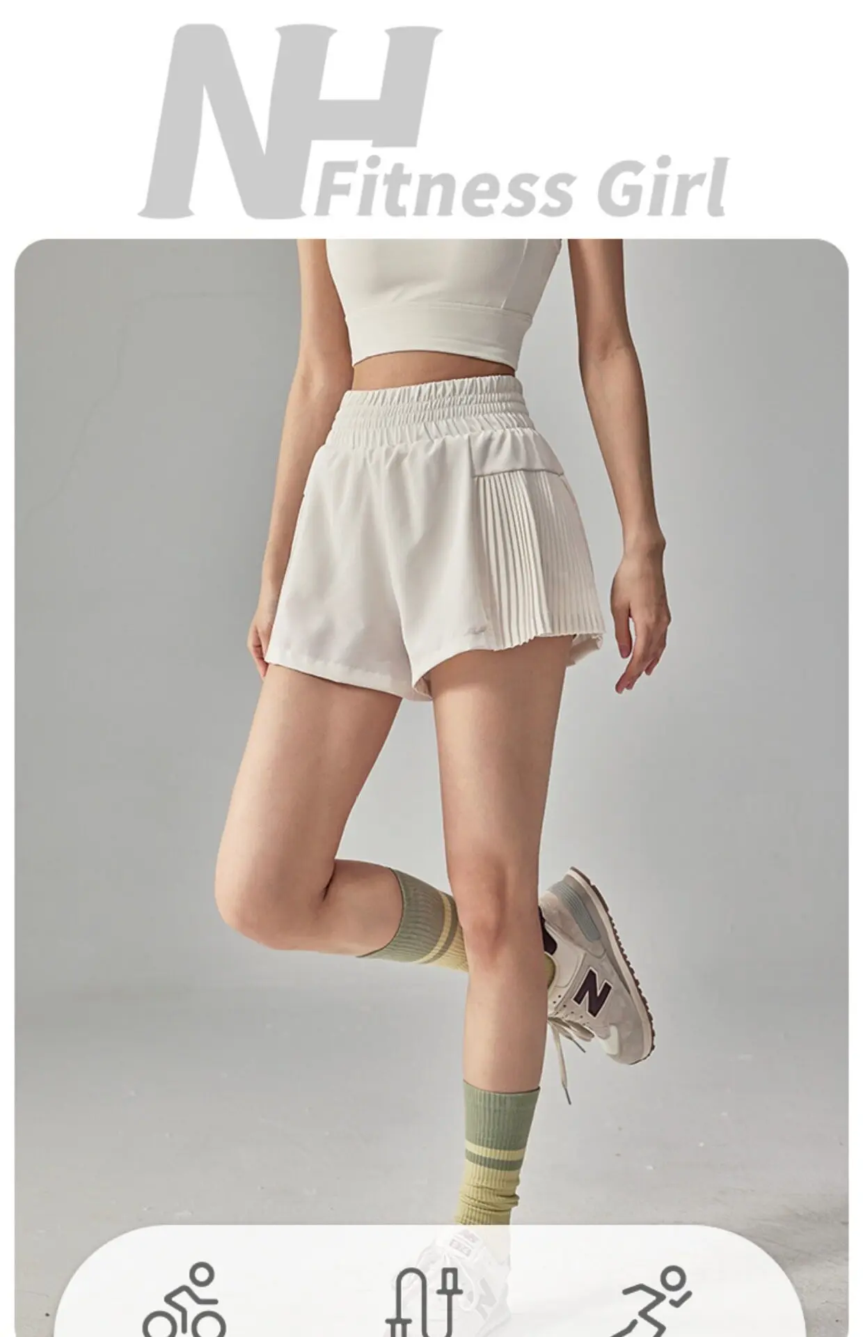 Sportshorts für Damen, Sommer-Zweiteiler, Fitness-Laufhose, Anti-Exposure, atmungsaktive Yoga-Hose, Trainings-Marathon-Dreiviertelhose – Detail 3
