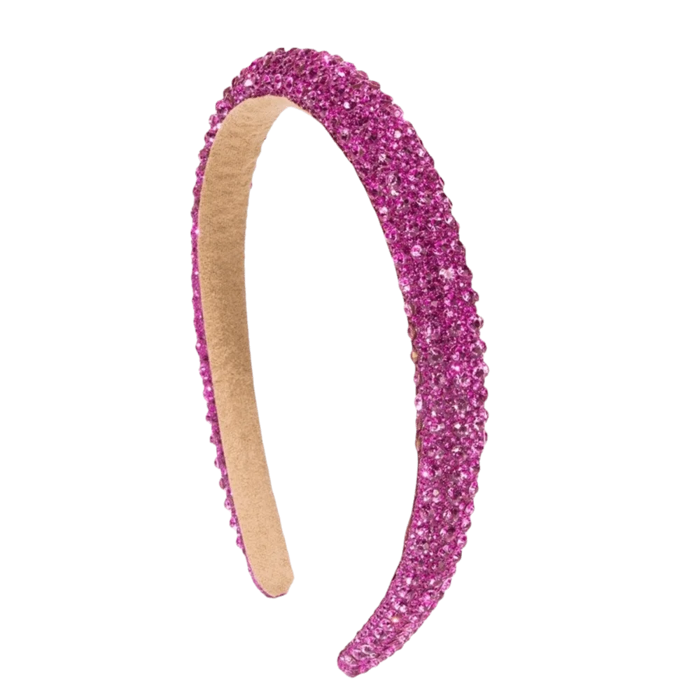 Hairband Padded Rhinestone Headband Wide-brim Solid Color Shiny Hairband Non-slip Handmade Sponge Hair Hoop Prom