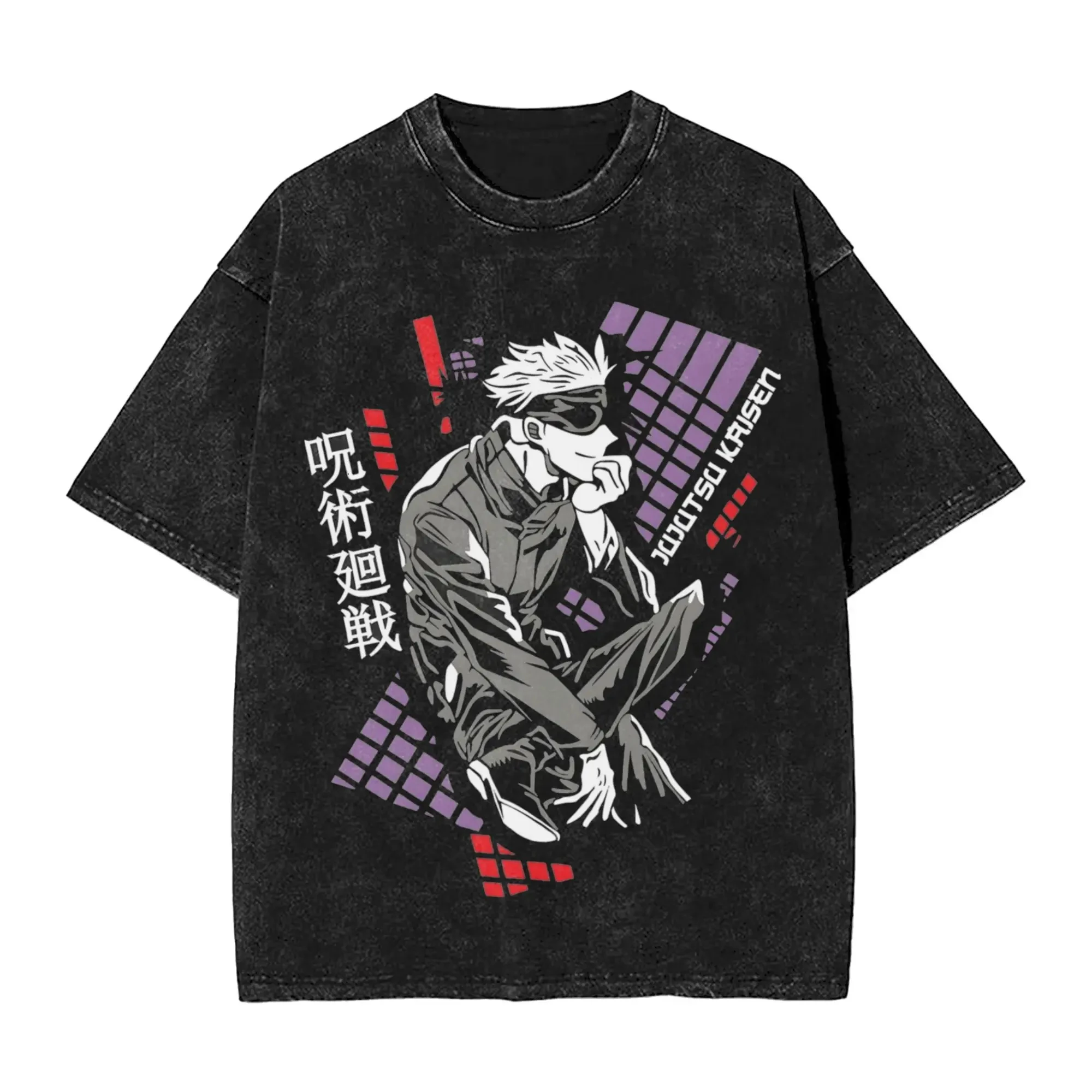 

Летняя футболка 2026 года с принтом Сукуны из аниме Jujutsu Kaisen, из выстиранного хлопка, повседневная, свободного кроя, с коротким рукавом, оверсайз