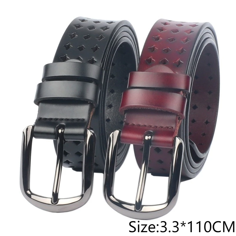 حزام نسائي من الجلد الطبيعي بتصميم كلاسيكي، حزام مجوف متعدد الاستخدامات، حزام بإبزيم دبوس أنيق للنساء #6