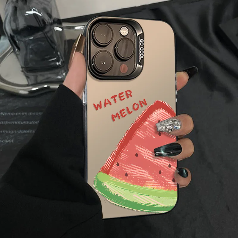 

Summer watermelon pattern phone case for iPhone 16 15 14 13 12 11 Pro/ Max/Plus shock-proof rear cover anti-fingerprint
