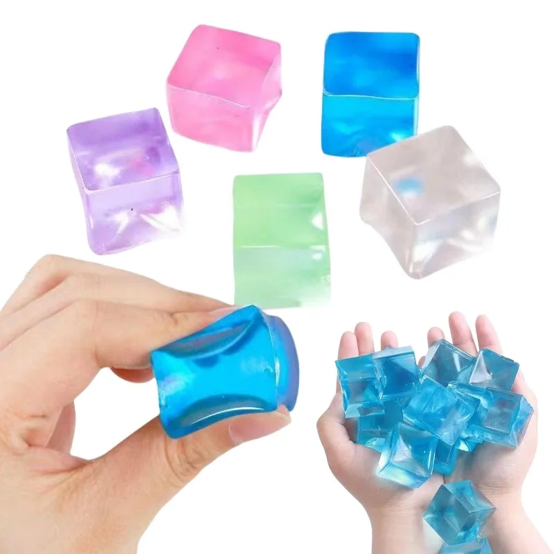 

10Pcs Children Mini Ice Cube Transparent Fidget Toys Kawaii Stress Relief Transparent Cube Block Squeeze Toy Kids Birthday Gifts