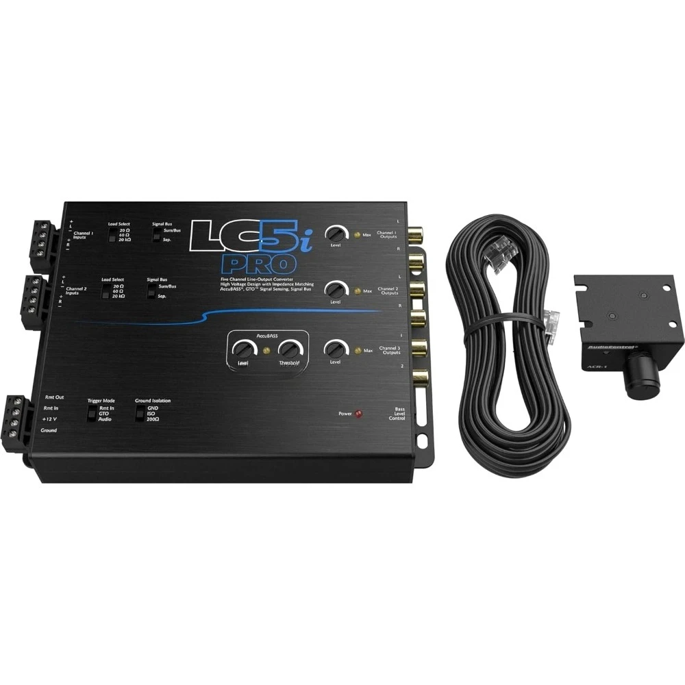 5 Channel Active Line Out Converter with AccuBASS Subwoofer Amplifier Adapter and Dash Remote Bass Knob Controller
