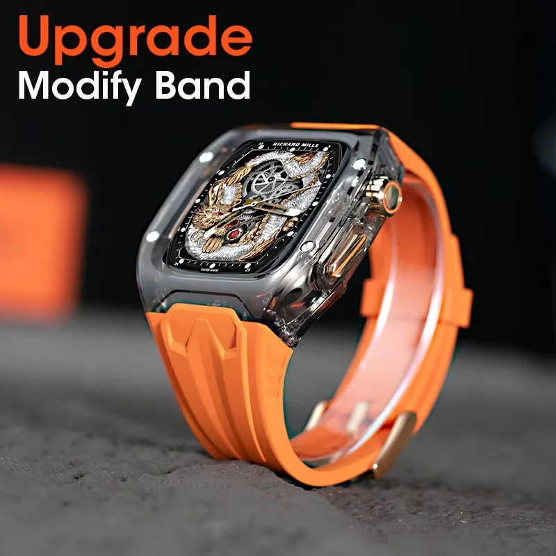 حافظة تعديل كريستال + حزام ساعة لـ iWatch Series10 46mm 42mm Ultra 2 49mm 45mm RICHARD Mile Style حزام السيليكون تعديل Ki #2