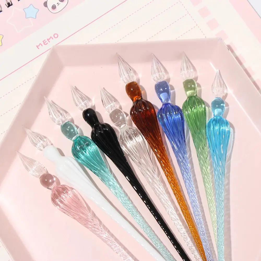 

School Supplies Stationery Calligraphy Handmade Filling Ink Signature Fountain Pens Crystal Glass Dip Pen Dipping Pen