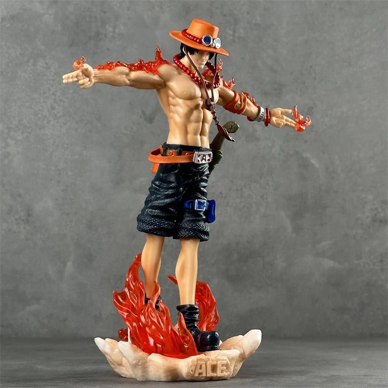 28Cm One PieceอะนิเมะรูปPortgas D AceตัวเลขการกระทําGkตุ๊กตาPvc Lightรูปปั้นDecoraของเล่นตกแต่งของขวัญ