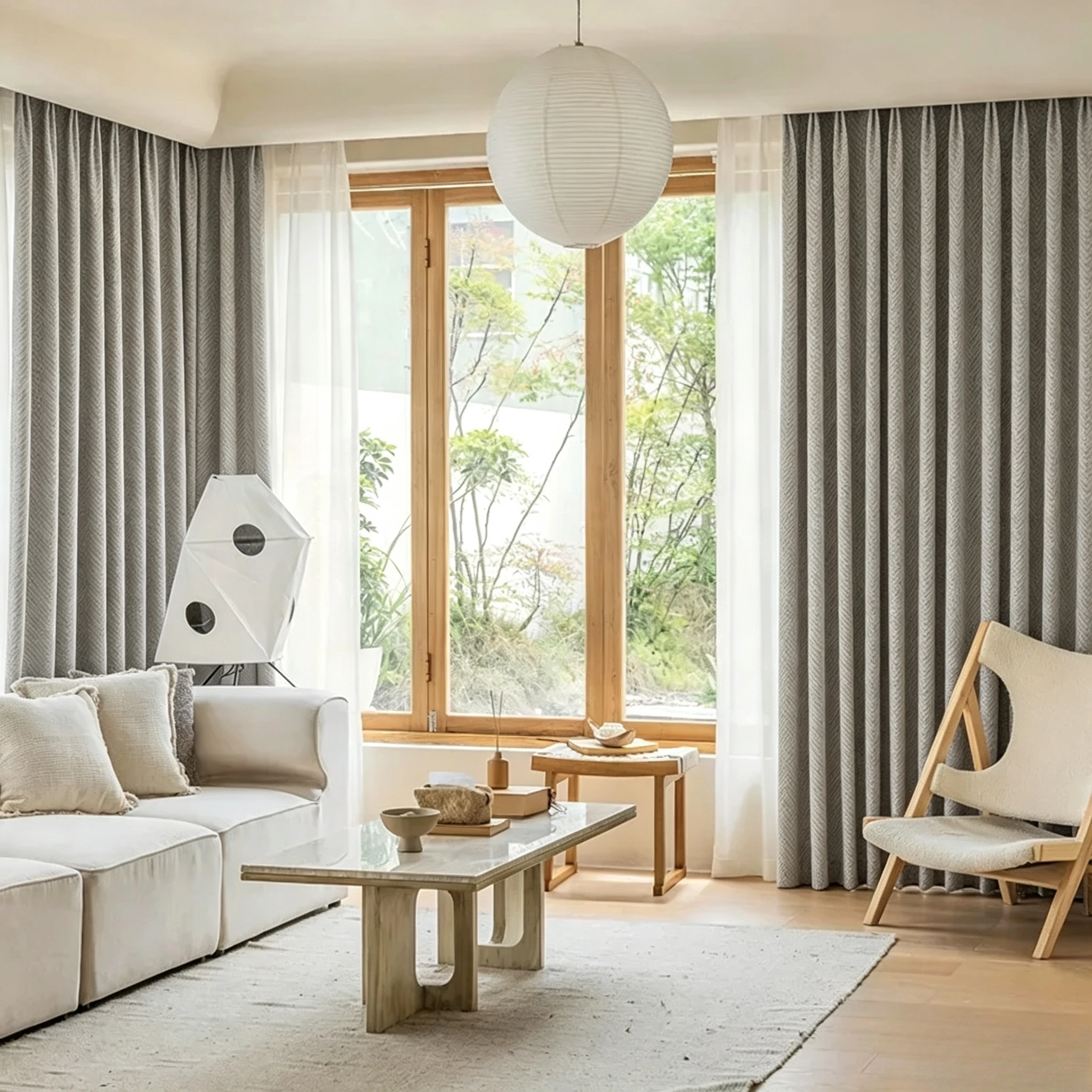 Moderne Schalldämmende Verdunkelungsvorhänge für Wohnzimmer, Schlafzimmer, Esszimmer, warmer Schatten, Geräuschreduzierung, graue Fenstervorhänge, individuell anpassbar – Detail 15