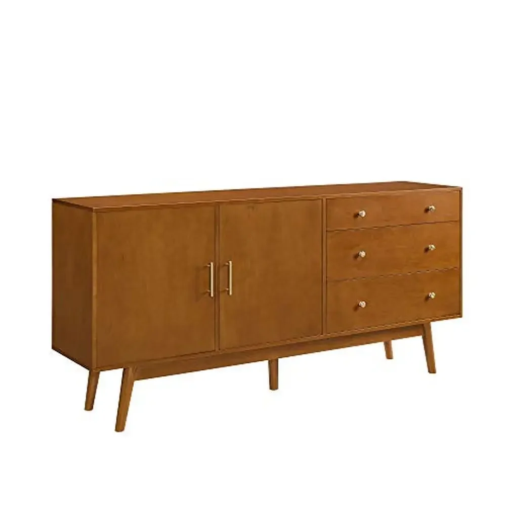 Wood Buffet Sideboard Cabinet with Soft Close Doors Mid-Century Modern Design 70 Inch Dining Room Storage Console Adjustable