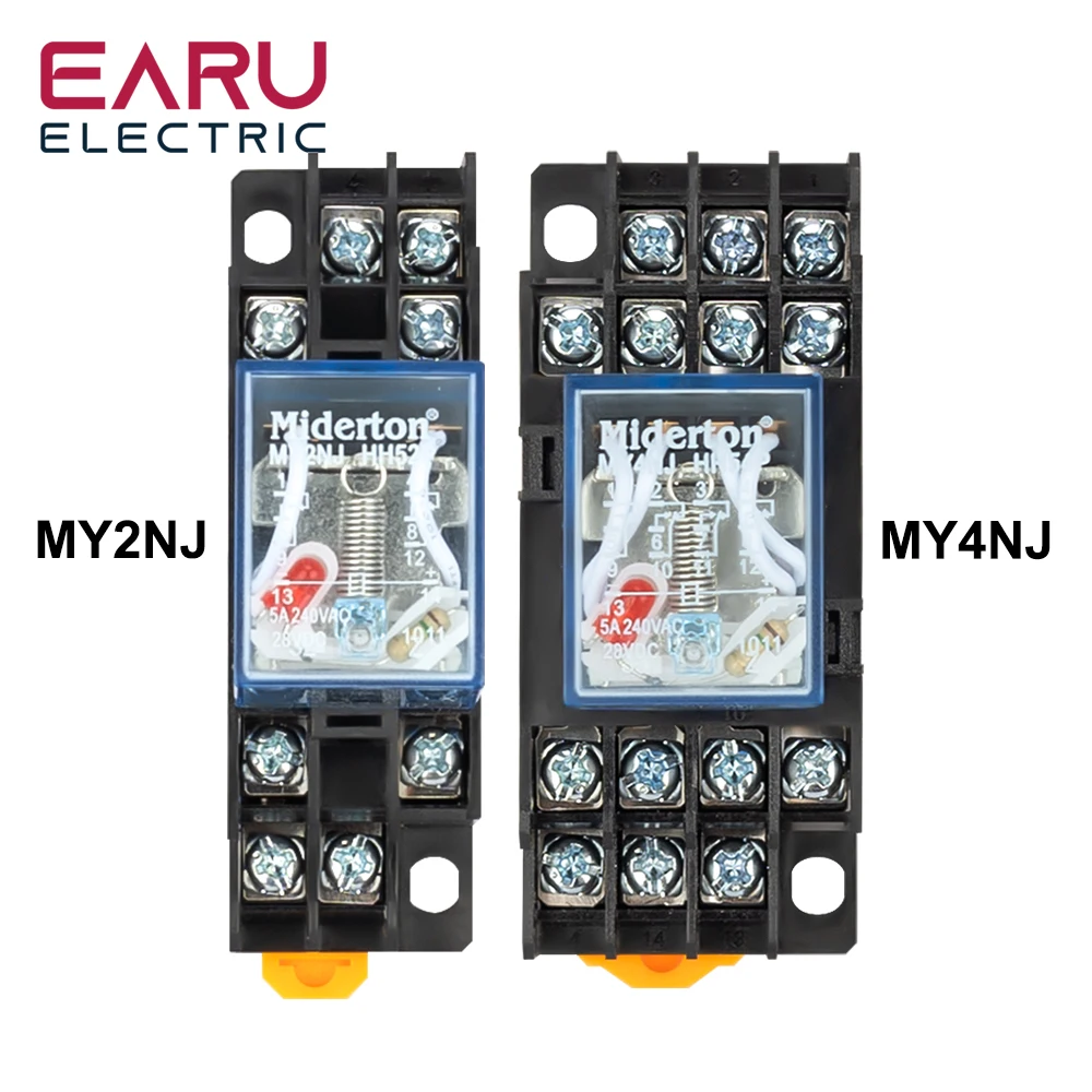 5A MY2NJ MY4NJ Relay Coil General DPDT Micro Mini Electromagnetic Relay Switch with Socket Base LED AC 110V 220V DC 12V 24V image 6