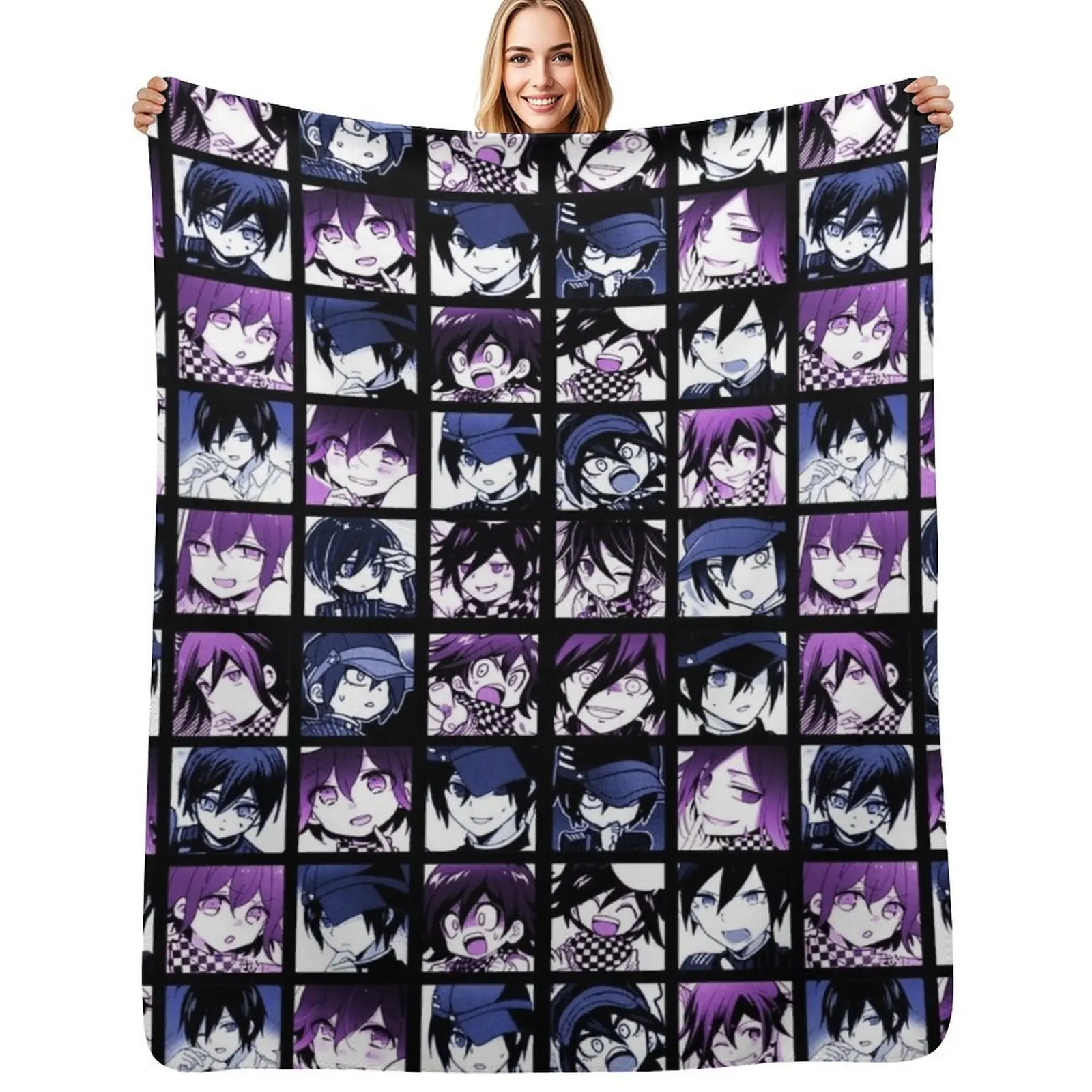 Shuichi and Kokichi Manga Collection (Colored) Throw Blanket Machine Washable Soft Warm Blanket