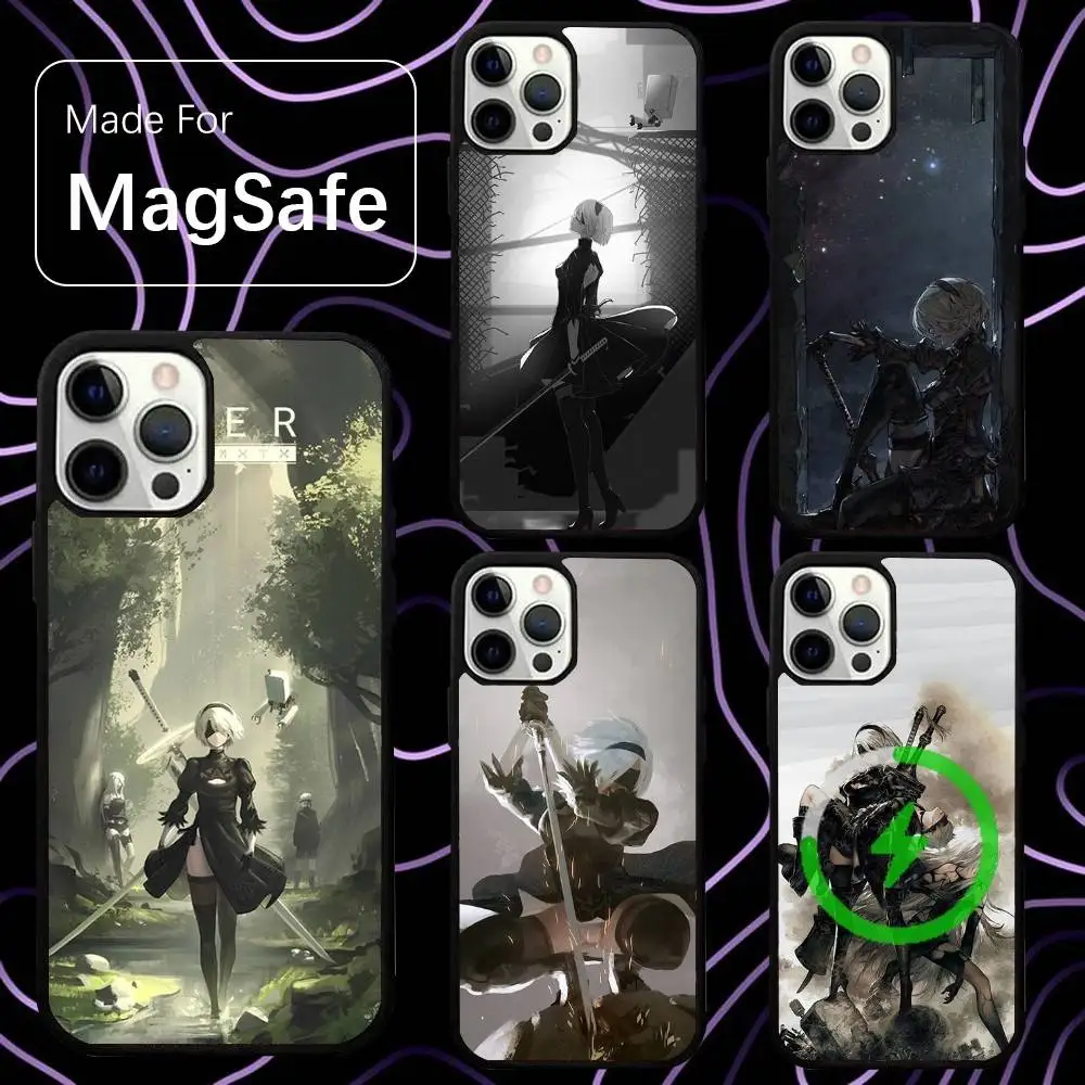 

N-Nier Automata 2B Game Phone Case For iPhone 16,15,14,13,12,11,Pro,Max,Plus,Mini,SE New Magsafe Magnetic Wireless Charging