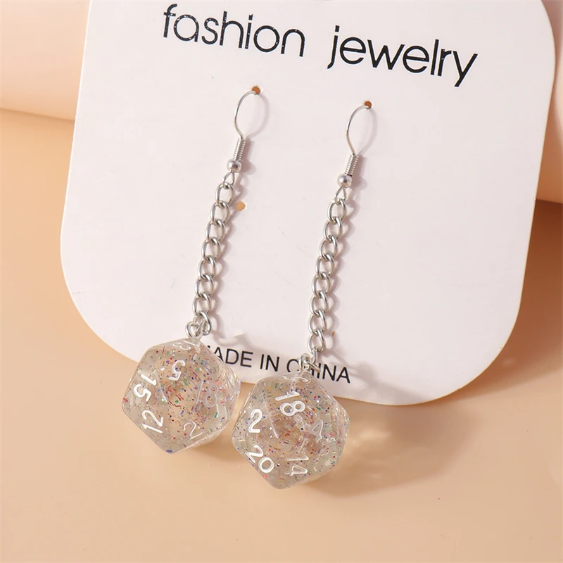 Lustige Acryl-Zahlenwürfel-Tropfenohrringe für Frauen, lange baumelnde Ohrringe, Ohrbügel, Mädchen, Party, Urlaub, Schmuck, Geschenke – Detail 5