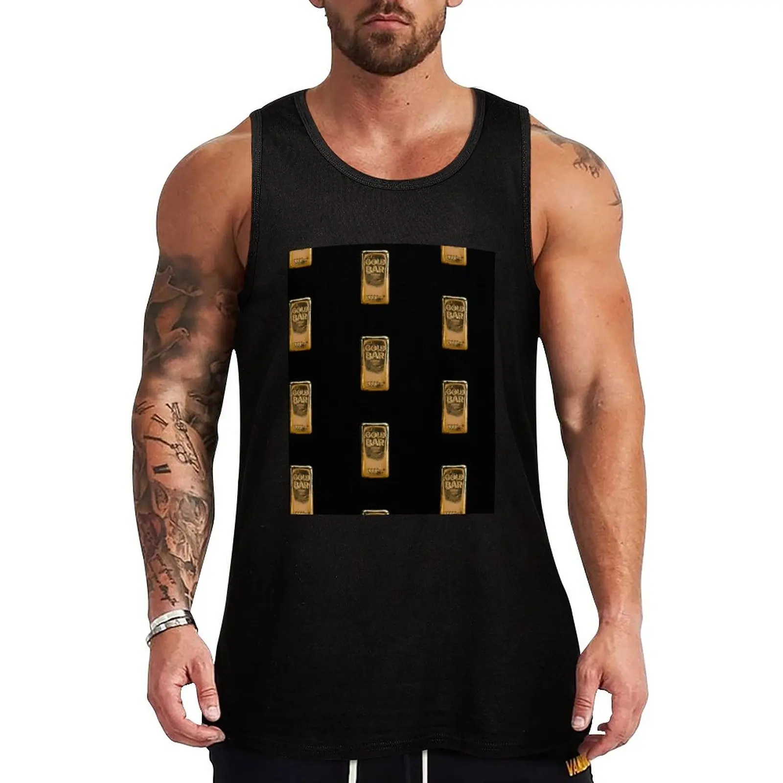 Gold Bar Tank Top Solid Color Basic Tank Top Regular Fit Casual Wear