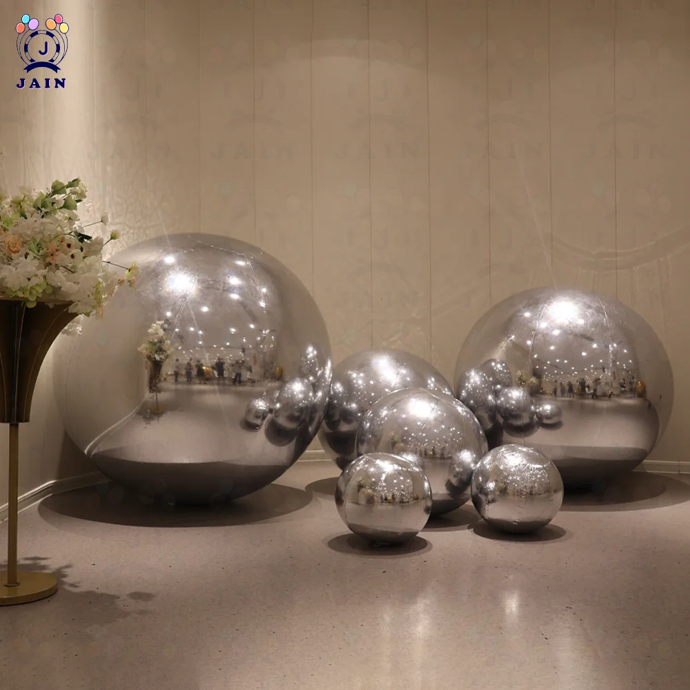 Inflatable Mirror Balls Set, Shiny Balls with Electric Pump, Gazing Ball, Air-Sealed for Decoration, Club, Parties, Events, 6PCs