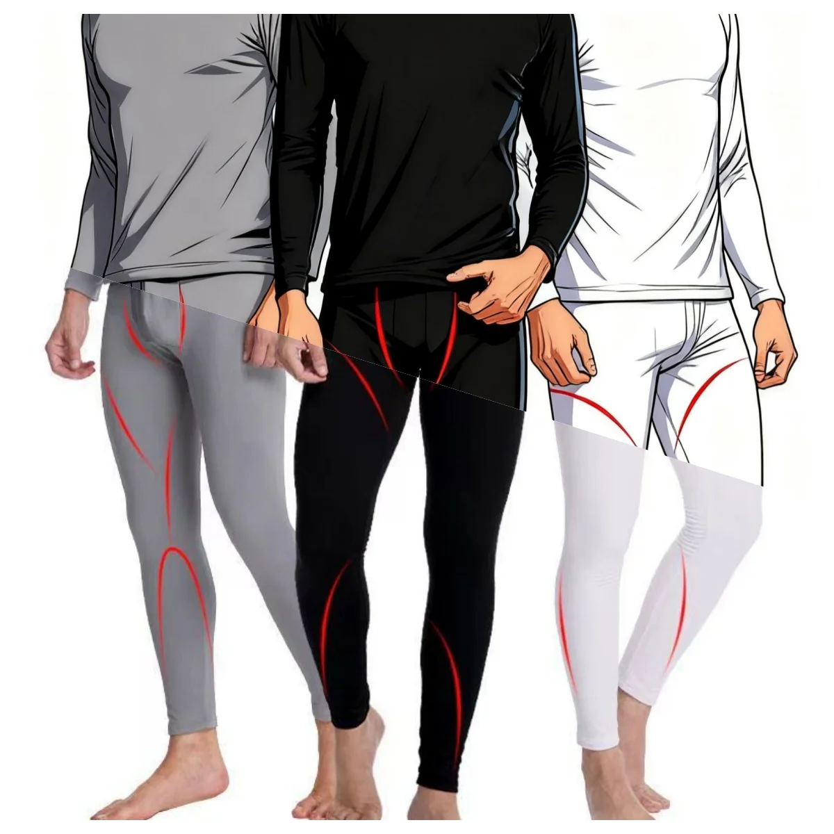 

2025 осень/зима, новые 2 предмета, мужские длинные брюки с длинными рукавами, термобелье, повседневный спортивный однотонный повседневный теплый базовый комплект