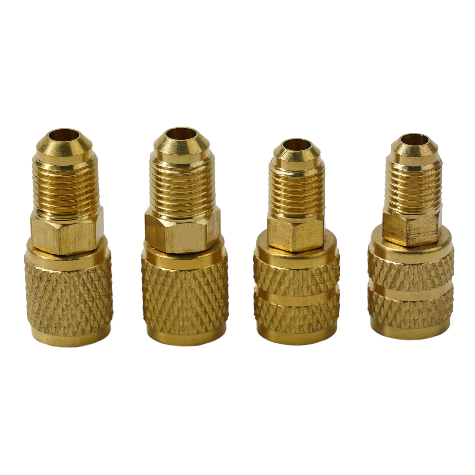 Brass Coupler Kit: 2 pcs 5/16 SAE F to 1/4 SAE M Flare and 2 pcs 5/16 SAE M to 1/4 SAE F Flare for R410a Systems